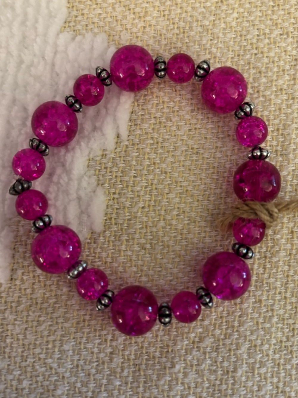 Fuchsia Beaded Stretch Bracelet - Women Jewelry